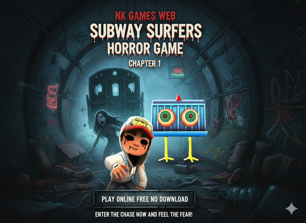 Chilling Subway Surfers horror game image, depicting a thrilling chase through a dark and frightening subway landscape.