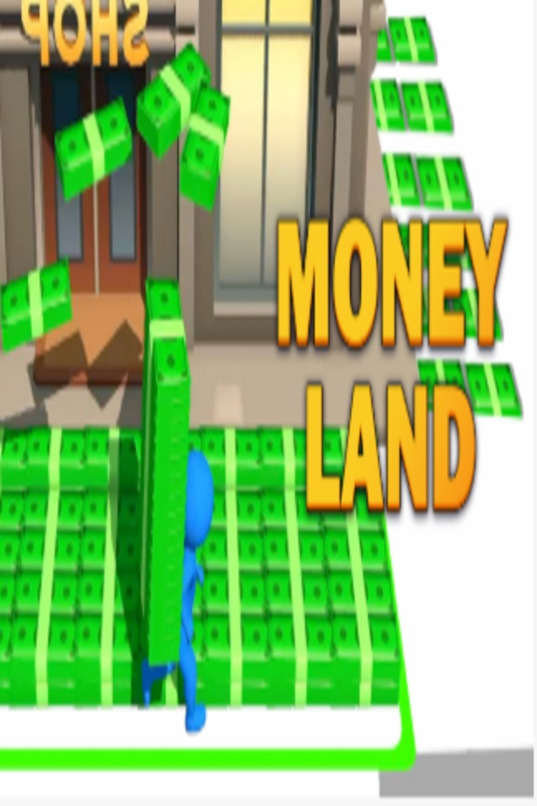 Vibrant image promoting "Money Land," a fun, free-to-play game featuring money-themed elements.