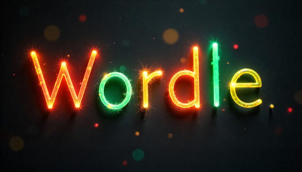 The word "wodle" is beautifully lit with an array of colorful lights, enhancing its visual appeal.