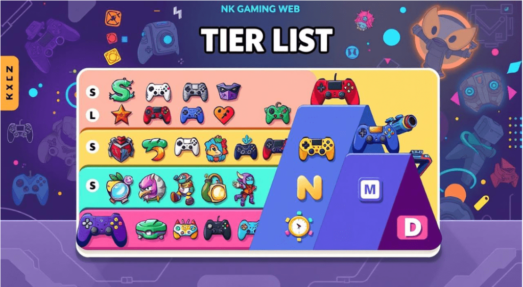 Visual representation of a game controller tier list, categorizing controllers by quality and user experience.