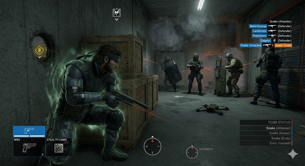 Solid Snake infiltrates Rainbow Six Siege as a new operator, featuring stealth camouflage and original voice acting by David Hayter.