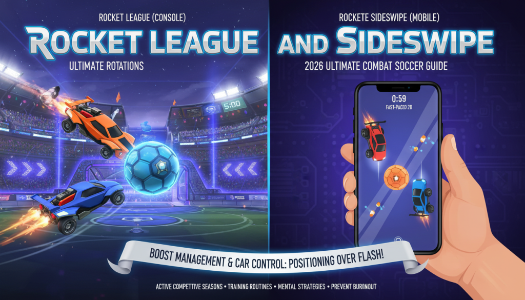 2026 guide contrasts Rocket League's complex 3D matches with Sideswipe's quick 2D sessions, emphasizing skill development.