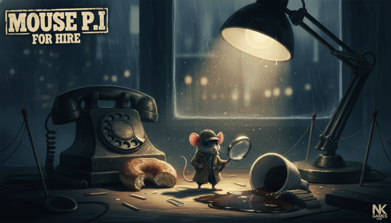 Cover art for "Mouse: P.I. For Hire" by Joshua Klein, featuring a small mouse detective exploring a human-sized environment.